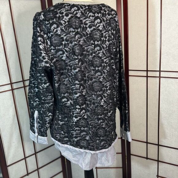 Lane Bryant grey and black lace overlay sleeves top 18/20 - Picture 3 of 9